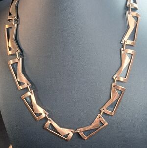 Matisse Renoir Vintage Geometric Copper Black Enamel Necklace Adj 14.5"-19"